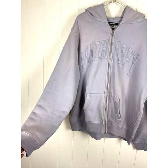 Madhappy Unisex Full Zip French Terry Hoodie with Sewn on Applica Size XL - Picture 4 of 7